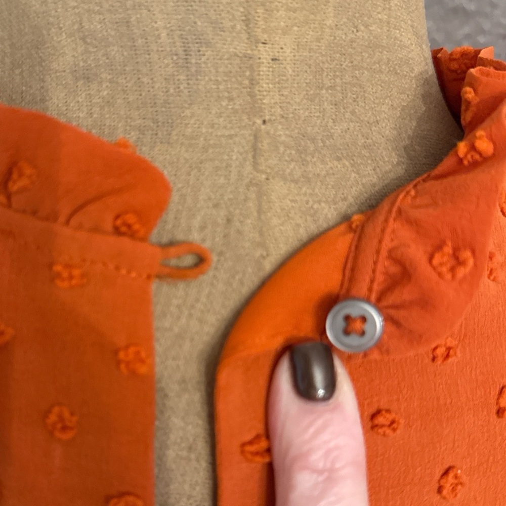 LOFT Vibrant Orange Ruffled Blouse - Picture 4 of 5